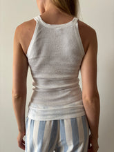 40s/50s Thin Strap White Ribbed Tank