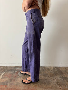 40s Faded Blue Striped Cotton Work Pants 30w