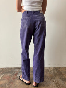40s Faded Blue Striped Cotton Work Pants 30w