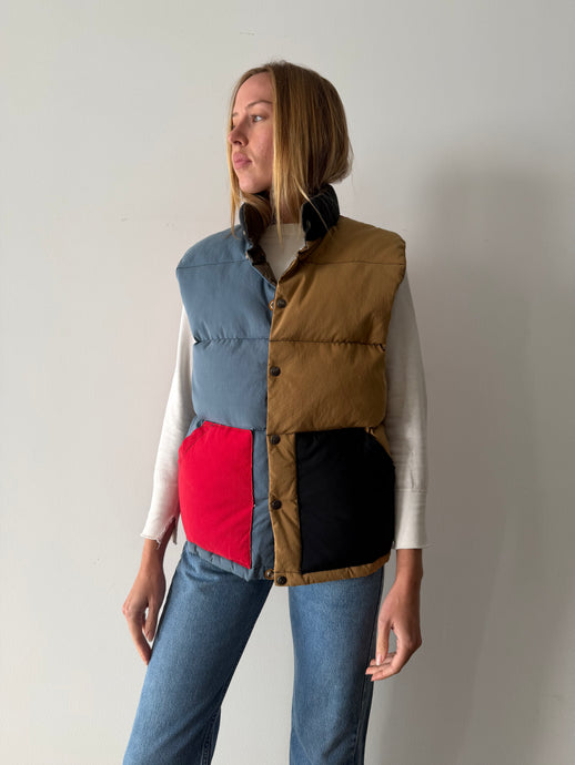Schott Colorblock Down Puffer Vest