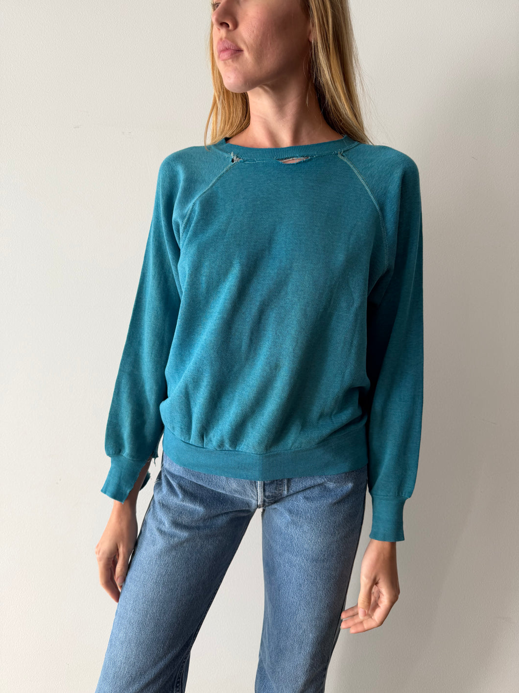 Worn-In & Faded Turquoise Sweatshirt