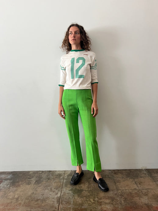 60s/70s Lime Green Woven Linen Pants