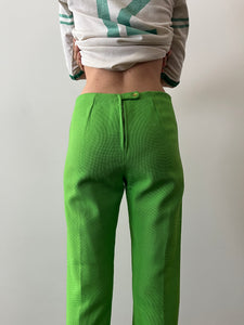 60s/70s Lime Green Woven Linen Pants