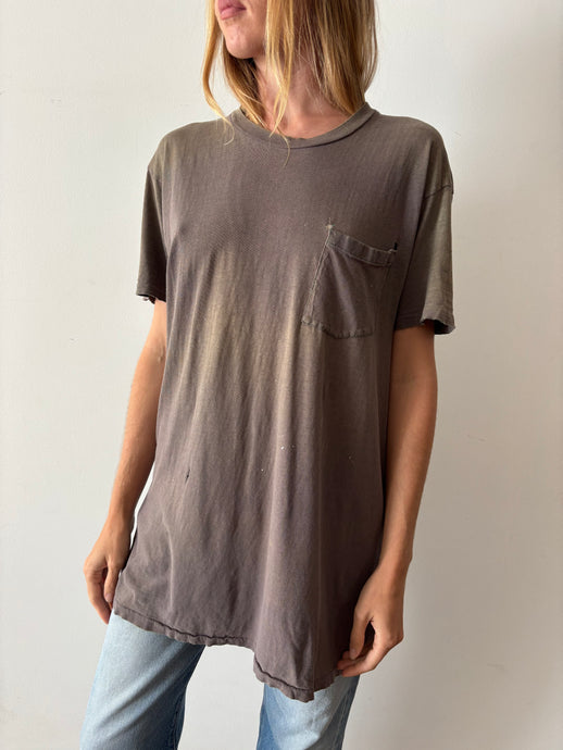 Thrashed & Faded Hanes Pocket Tee