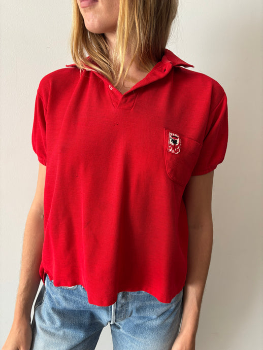 50s Red Knit Polo Shirt