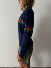 60s/70s Navy Rainbow Long Sleeve V Neck