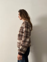 60s Fuzzy French Wool Plaid Sweater