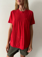 Red Worn Pocket Tee