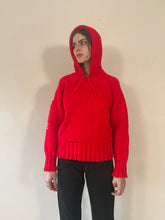 60s Handknit Husky Dog Hoodie Sweater