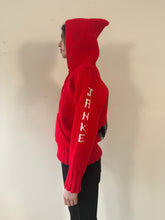 60s Handknit Husky Dog Hoodie Sweater