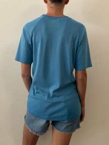 70s Blue Raglan Sleeve Pocket tee