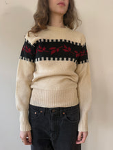 40s Leaf Motif Wool Sweater