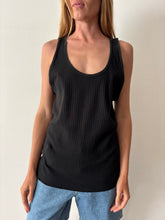 Plain Black Ribbed Cotton Tank