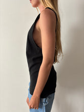Plain Black Ribbed Cotton Tank