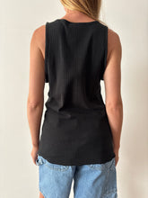 Plain Black Ribbed Cotton Tank