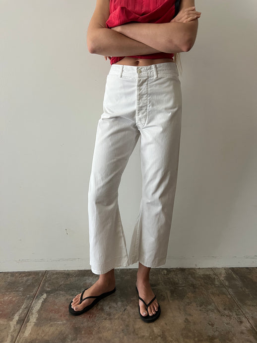 40s White Sailor Pants 33w
