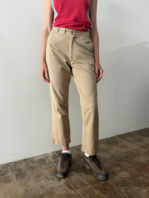 60s Khaki Cotton Chino Work Pants