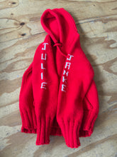 60s Handknit Husky Dog Hoodie Sweater