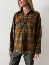 60s/70s Brown Plaid Wool Work Shirt