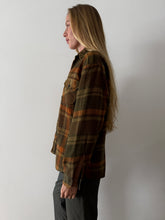 60s/70s Brown Plaid Wool Work Shirt