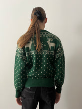 40s Novelty Reindeer Green Sweater