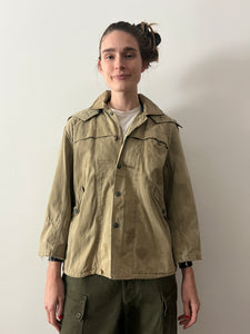 60s Japanese Cropped Canvas Rain Jacket Parka