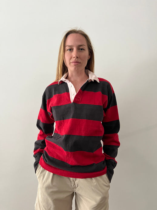 Red & Black Striped Rugby Shirt