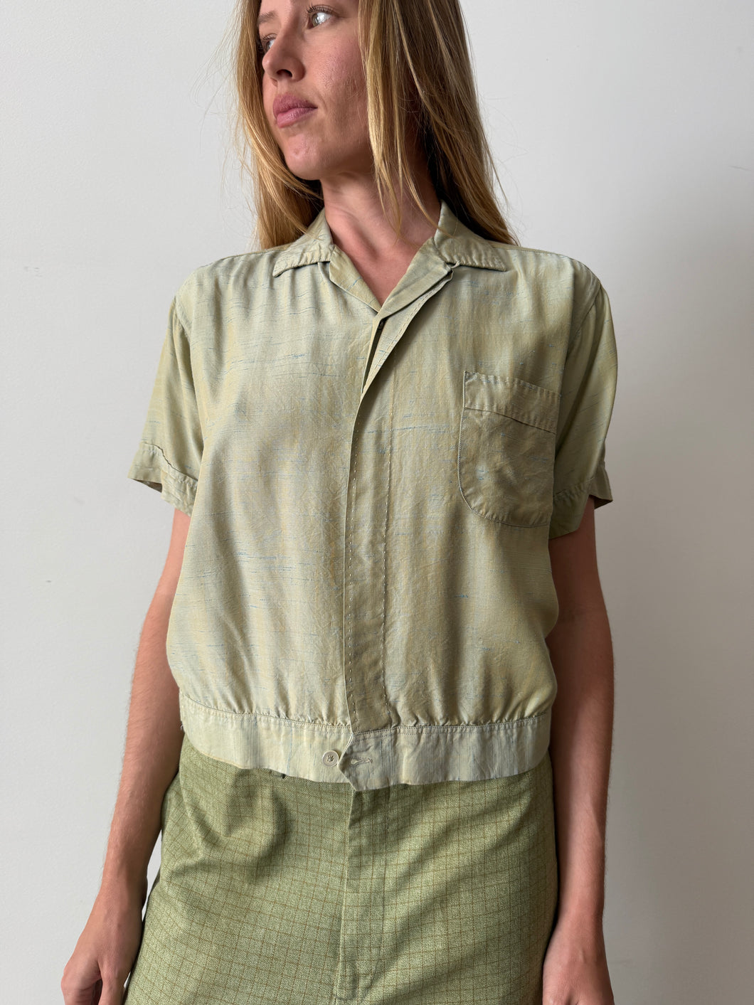 50s Sage Rayon Shirt Jac
