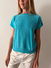 60s Electric Blue Short Sleeve Sweatshirt