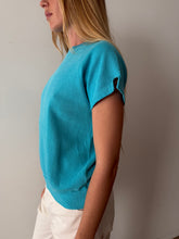 60s Electric Blue Short Sleeve Sweatshirt
