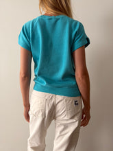 60s Electric Blue Short Sleeve Sweatshirt