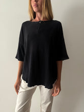 90s Black Waffle Cotton Henley tee