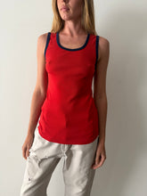 Red & Navy Ribbed Tank