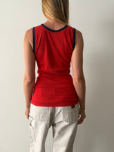 Red & Navy Ribbed Tank