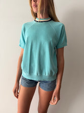 60s Aqua Short Sleeve Ringer Sweatshirt