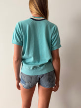 60s Aqua Short Sleeve Ringer Sweatshirt