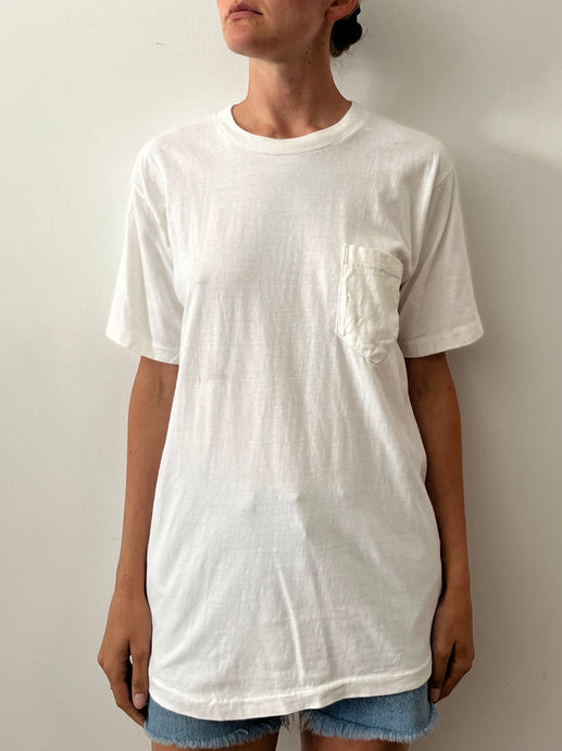 60s White Pocket tee