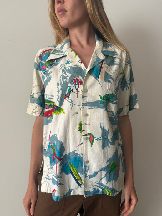 50s Florida Cotton Souvenir Mens Shirt