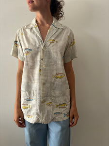 50s Cotton Fish Short Sleeve Shirt