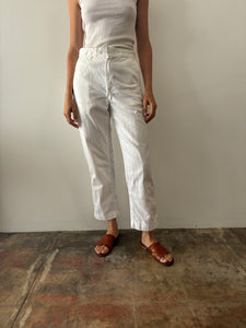 50s/60s White Cotton Linen Work Pants