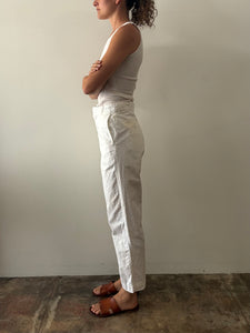 50s/60s White Cotton Linen Work Pants