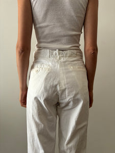 50s/60s White Cotton Linen Work Pants