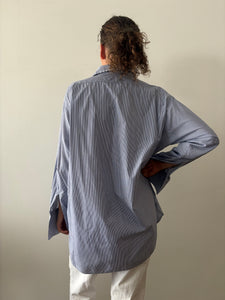 Saks Pinstriped Blue Shirt