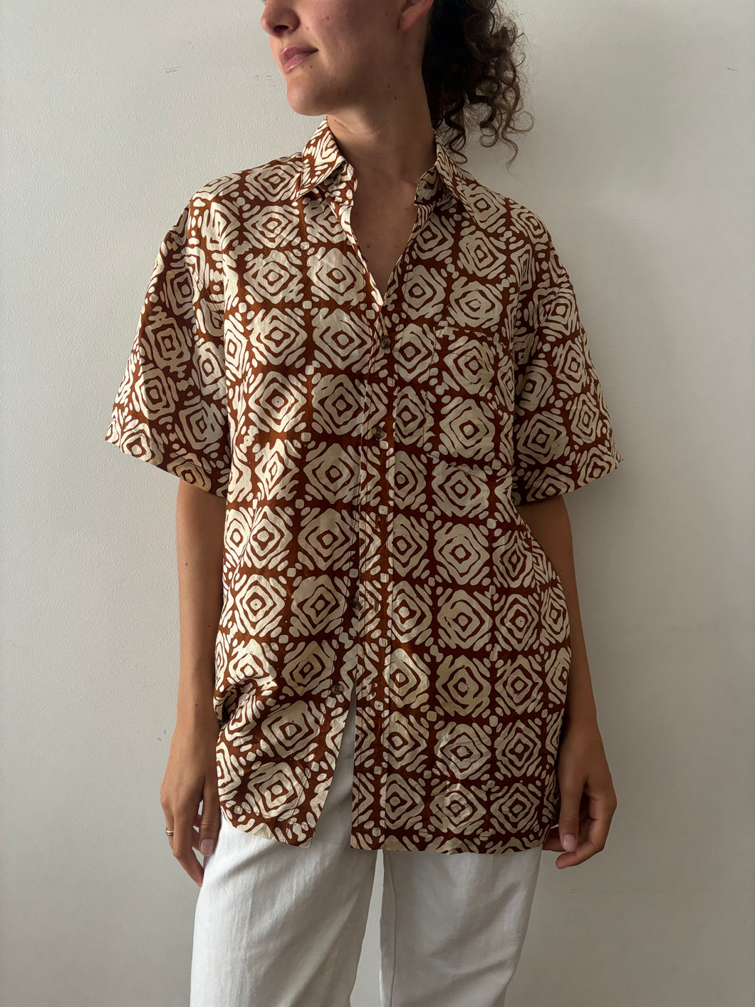 Silk Batik Patterned Shirt