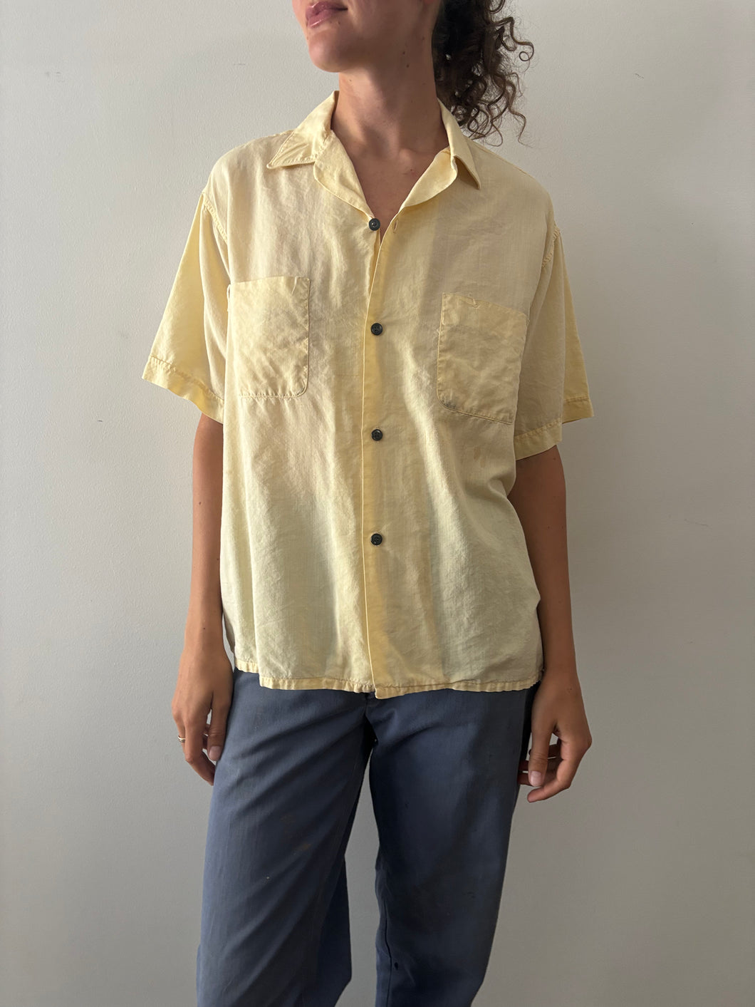 40s/50s Pale Yellow Short Sleeve Shirt