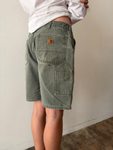 Faded Green Carhartt Shorts 34w
