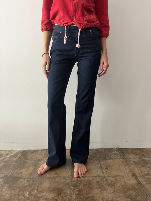 70s Dark Denim Flares Jeans