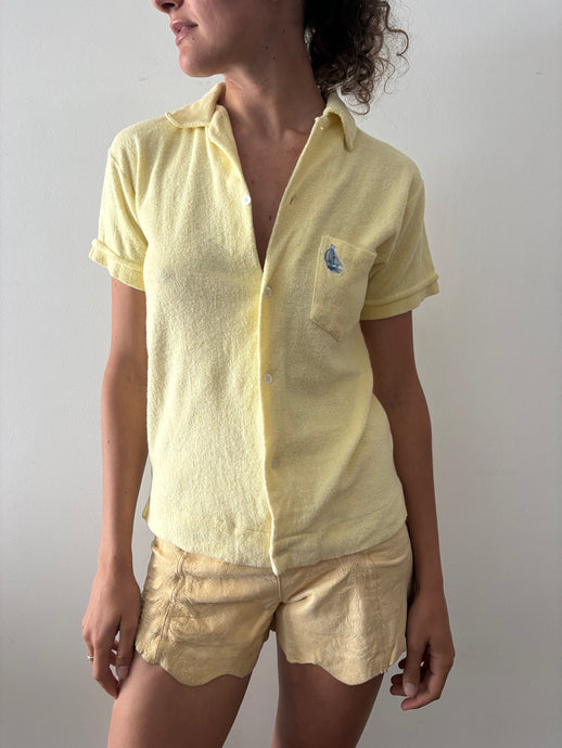 50s/60s Terrycloth Button Up Beach Shirt