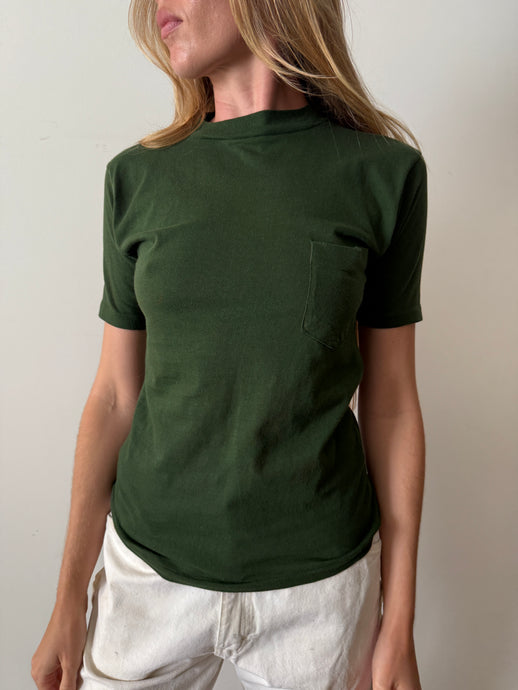 70s Forest Green Champion Pocket tee