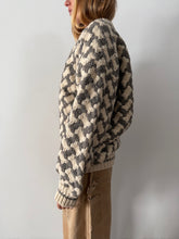 Chunky Houndstooth Knit Sweater